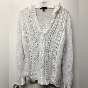 Tommy Bahama V-Neck Hoodie Sweater w/ Silver Threads Medium